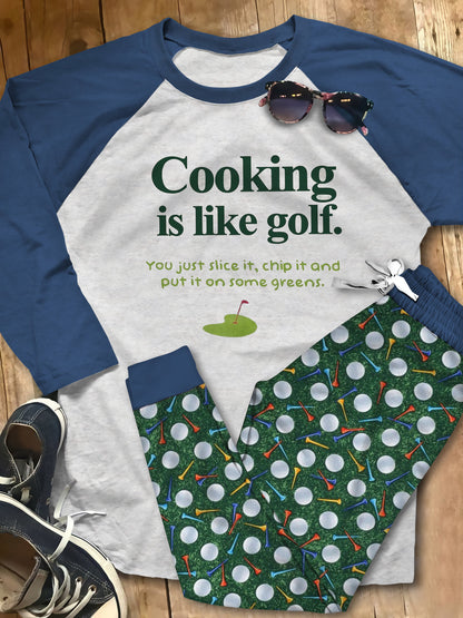Golf Green Unique Pajama Set |Sleepwear Pjs Sets | Raglan Shirt Pants Set