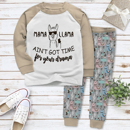 Llama Aint Got Time Blue Good Quality Pajama Set |Sleepwear Pjs Sets | Raglan Shirt Pants Set