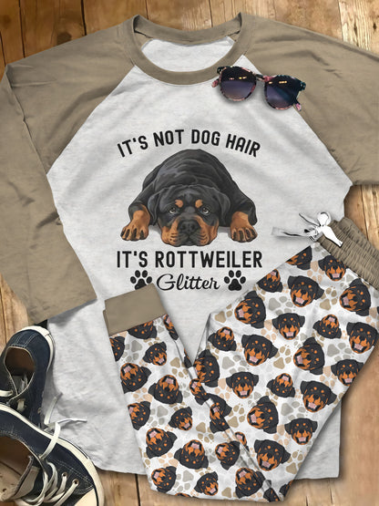 Rottweiler Not Dog Hair Brown Best Pajama Set |Sleepwear Pjs Sets | Raglan Shirt Pants Set