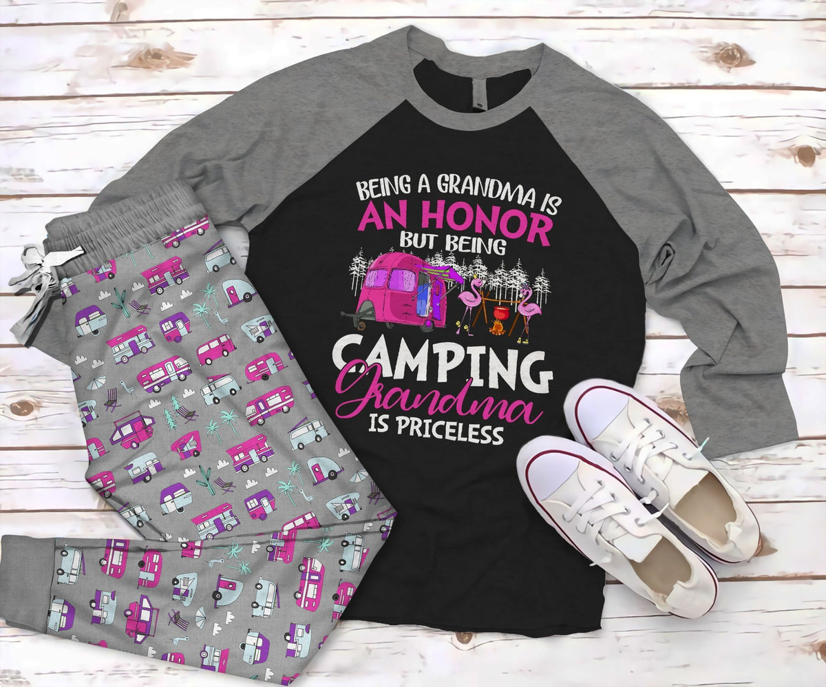 Camping The Best Camper Pajama Set |Sleepwear Pjs Sets | Raglan Shirt Pants Set
