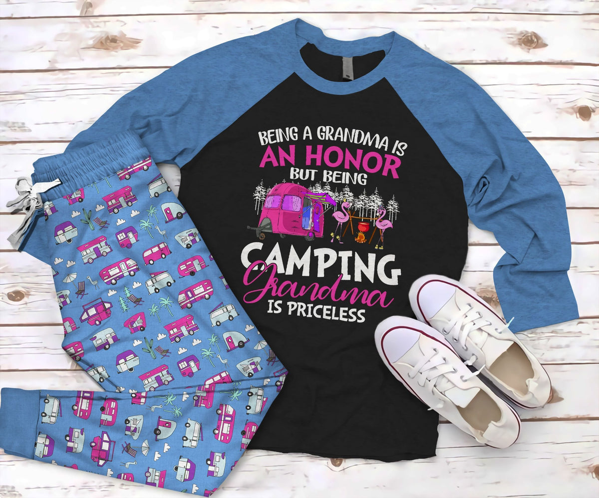 Camping The Best Camper Pajama Set |Sleepwear Pjs Sets | Raglan Shirt Pants Set
