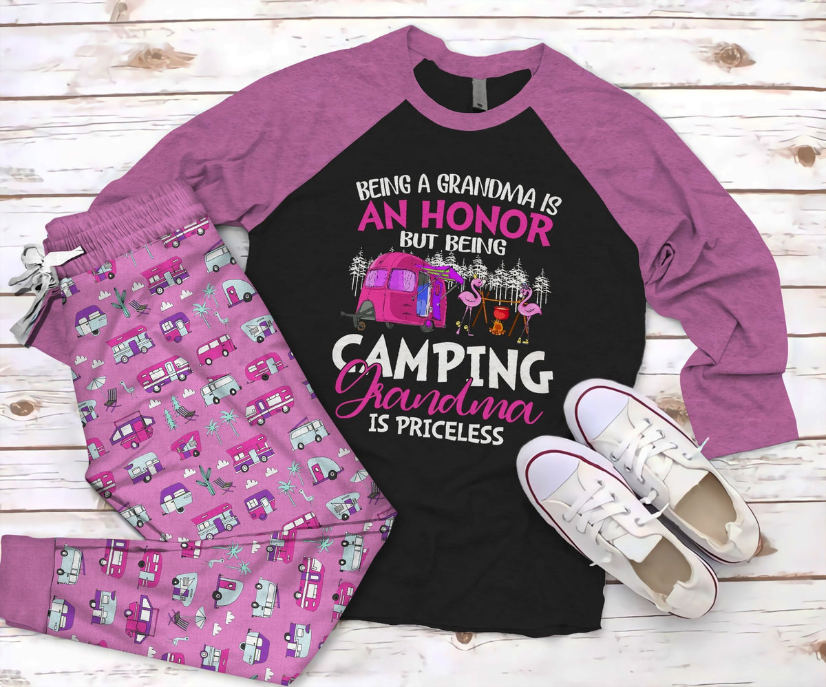 Camping The Best Camper Pajama Set |Sleepwear Pjs Sets | Raglan Shirt Pants Set