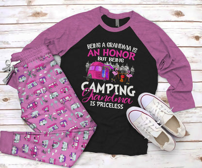 Camping The Best Camper Pajama Set |Sleepwear Pjs Sets | Raglan Shirt Pants Set