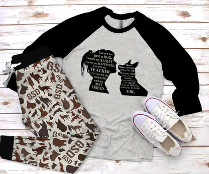 German Sherpherd You Are Not Just A Dog Pajama Set |Sleepwear Pjs Sets | Raglan Shirt Pants Set