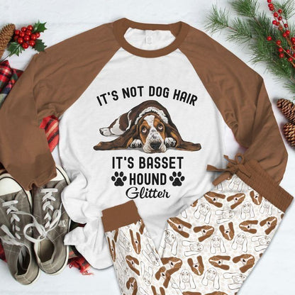 Basset Hound Not Dog Hair Brown Amazing Pajama Set |Sleepwear Pjs Sets | Raglan Shirt Pants Set