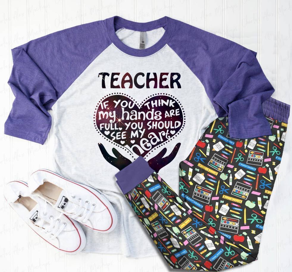 Teacher Purple High Quality Pajama Set |Sleepwear Pjs Sets | Raglan Shirt Pants Set
