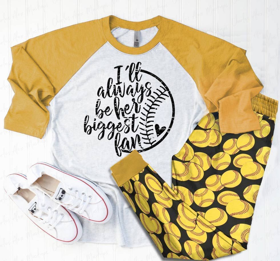 Softball Yellow Awesome Pajama Set |Sleepwear Pjs Sets | Raglan Shirt Pants Set