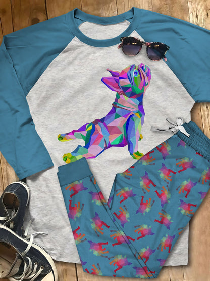 French Bulldog Perfect Body Pajama Set |Sleepwear Pjs Sets | Raglan Shirt Pants Set