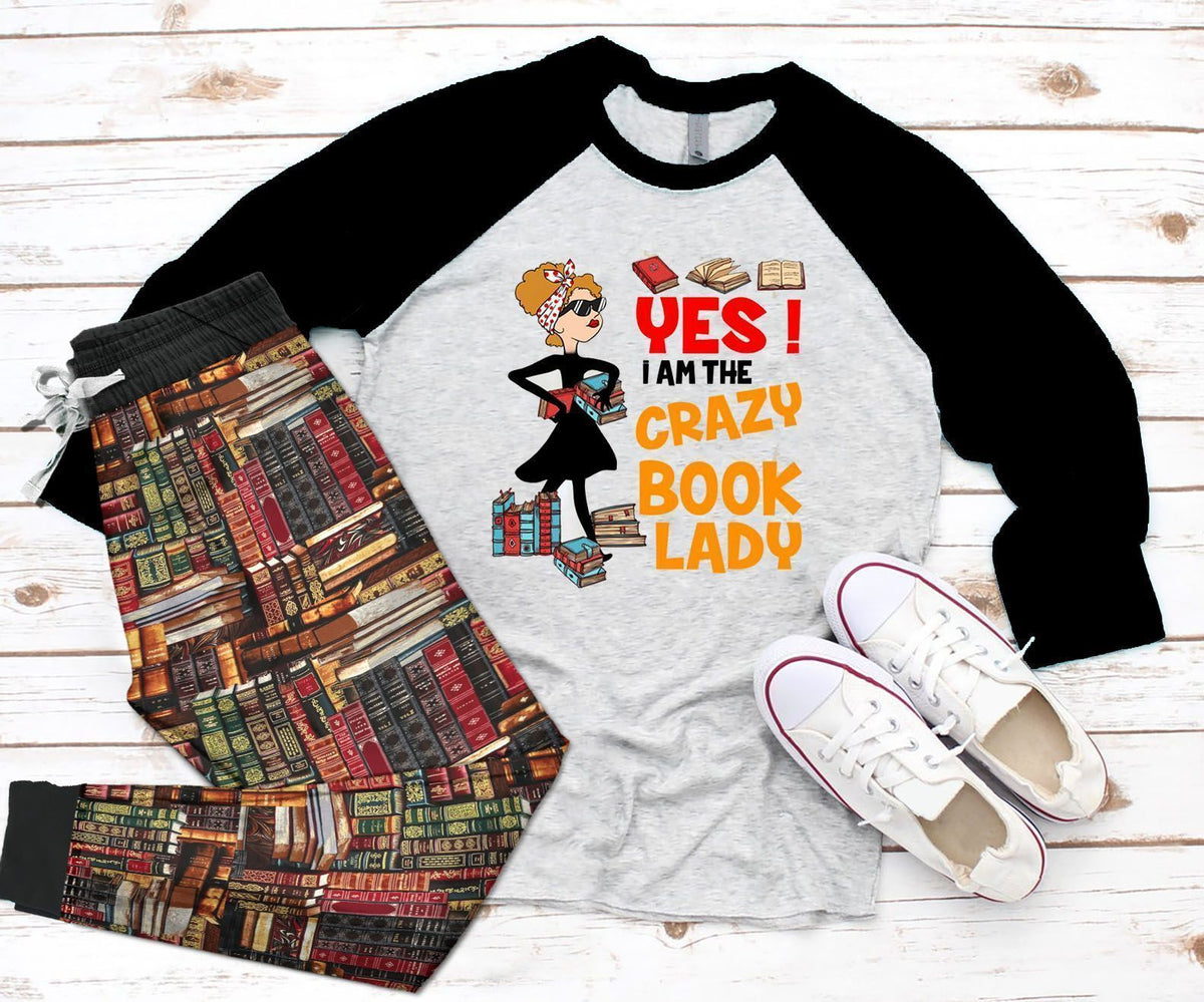 Reading Black Unique Pajama Set |Sleepwear Pjs Sets | Raglan Shirt Pants Set