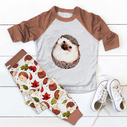 Hedgehog Cute Things Pajama Set |Sleepwear Pjs Sets | Raglan Shirt Pants Set