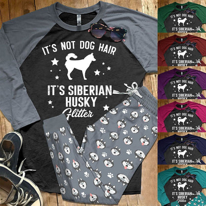 Husky Set It'S Husky Glitter Pajama Set |Sleepwear Pjs Sets | Raglan Shirt Pants Set