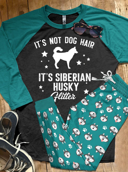 Husky Set It'S Husky Glitter Pajama Set |Sleepwear Pjs Sets | Raglan Shirt Pants Set