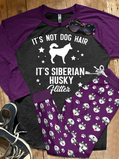 Husky Set It'S Husky Glitter Pajama Set |Sleepwear Pjs Sets | Raglan Shirt Pants Set