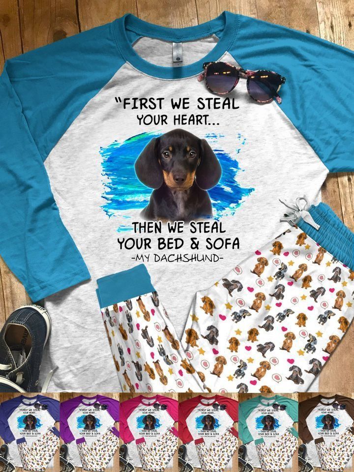 Dachshund My Dachshund Pajama Set |Sleepwear Pjs Sets | Raglan Shirt Pants Set