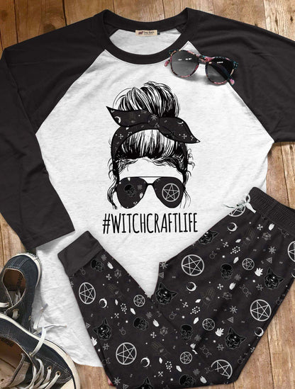 Witchcraft Set Witchcraft Life Pajama Set |Sleepwear Pjs Sets | Raglan Shirt Pants Set