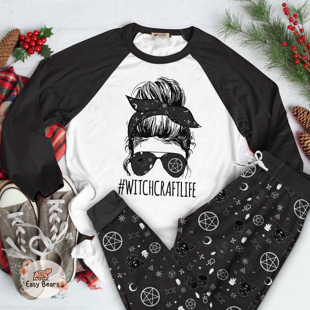 Witchcraft Set Witchcraft Life Pajama Set |Sleepwear Pjs Sets | Raglan Shirt Pants Set