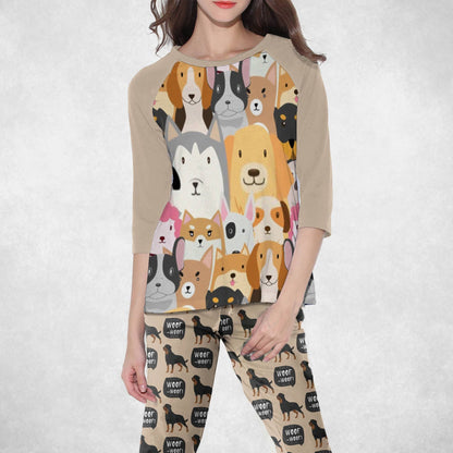 Rottweiler Set Rottweiler Woof Pajama Set |Sleepwear Pjs Sets | Raglan Shirt Pants Set