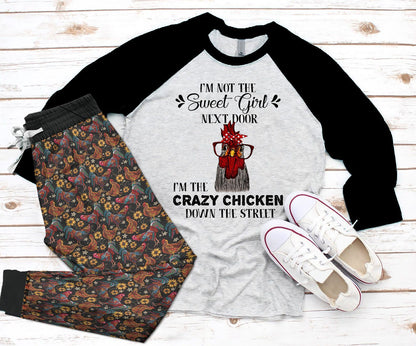 Chicken The Crazy Chicken Pajama Set |Sleepwear Pjs Sets | Raglan Shirt Pants Set