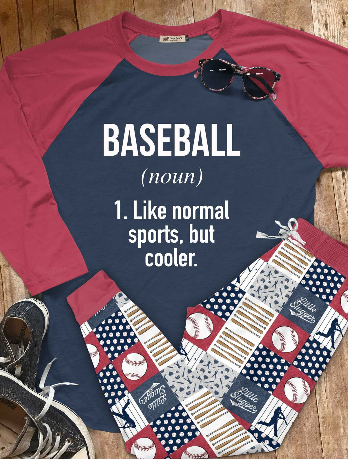 Baseball Set Cool Sport Pajama Set |Sleepwear Pjs Sets | Raglan Shirt Pants Set