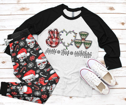 Rad Tech Black High Quality Pajama Set |Sleepwear Pjs Sets | Raglan Shirt Pants Set