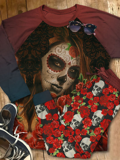 Day Of The Dead The Last Chosen Best Pajama Set |Sleepwear Pjs Sets | Raglan Shirt Pants Set