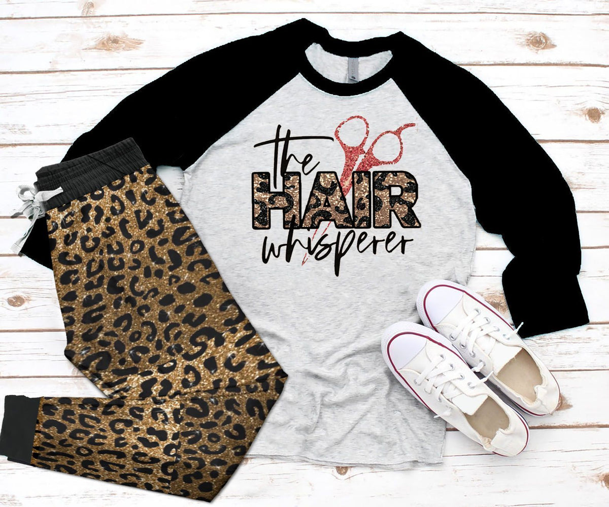 Hairstyliste Hair Whisperer Black Unique Pajama Set |Sleepwear Pjs Sets | Raglan Shirt Pants Set