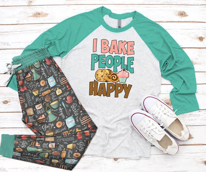 Baking Teal Best Pajama Set |Sleepwear Pjs Sets | Raglan Shirt Pants Set