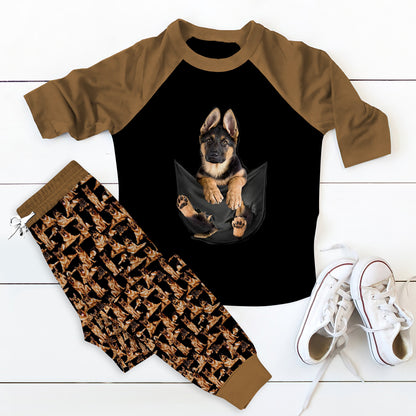 German Shepherd Brown Unique Pajama Set |Sleepwear Pjs Sets | Raglan Shirt Pants Set