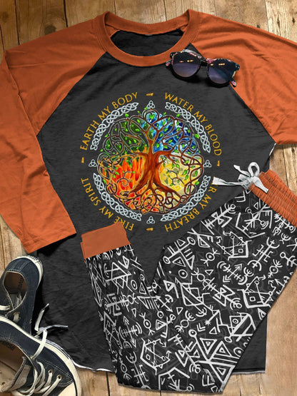 Viking Set Viking Tree Pajama Set |Sleepwear Pjs Sets | Raglan Shirt Pants Set