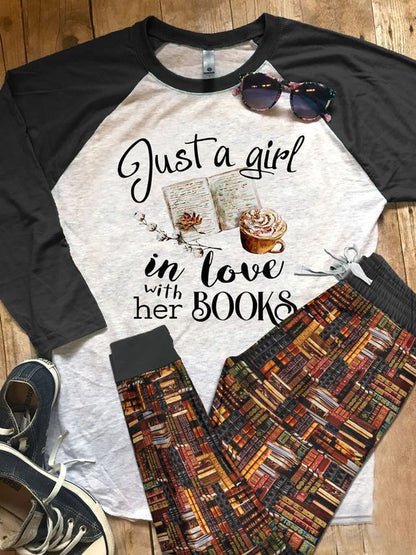 Reading Set In Love Pajama Set |Sleepwear Pjs Sets | Raglan Shirt Pants Set