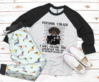 Dachshund Mom Black Awesome Pajama Set |Sleepwear Pjs Sets | Raglan Shirt Pants Set