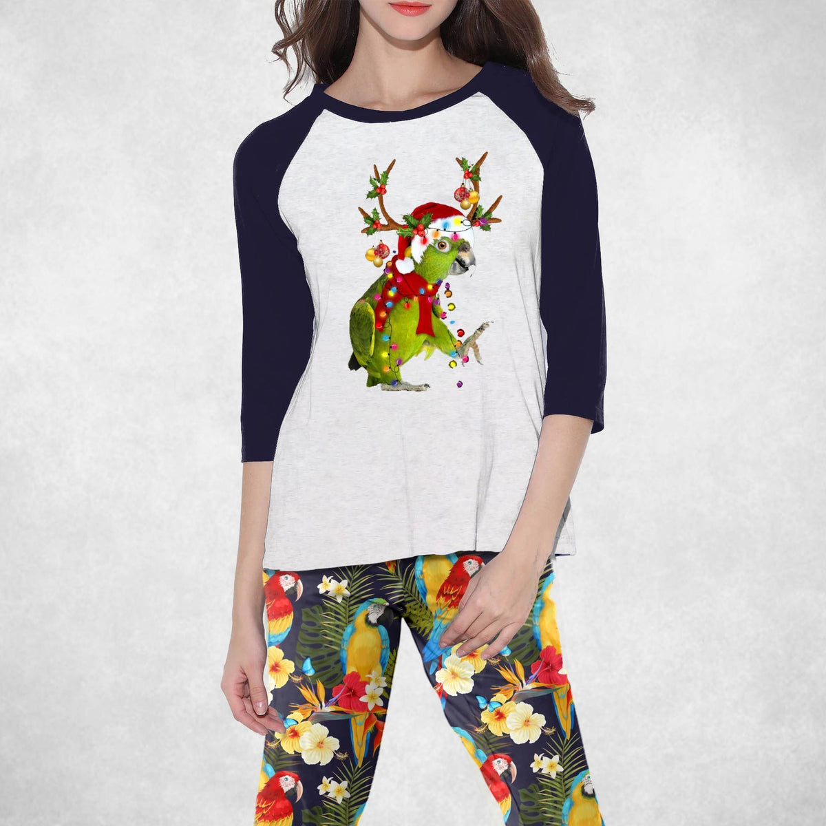 Parrot Happy Parrot Pajama Set |Sleepwear Pjs Sets | Raglan Shirt Pants Set
