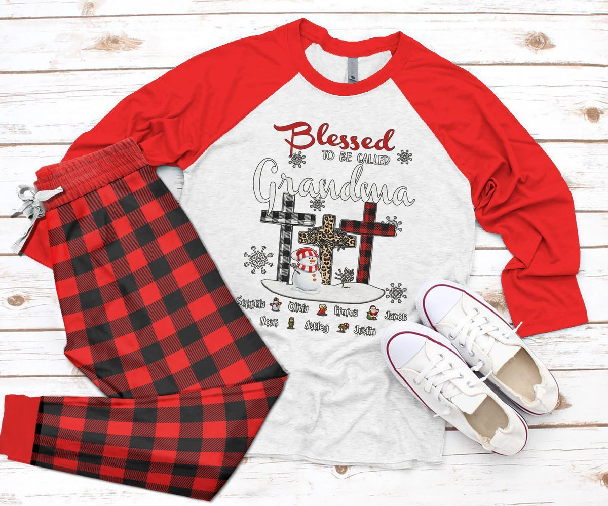 Grandma Red Best Pajama Set |Sleepwear Pjs Sets | Raglan Shirt Pants Set