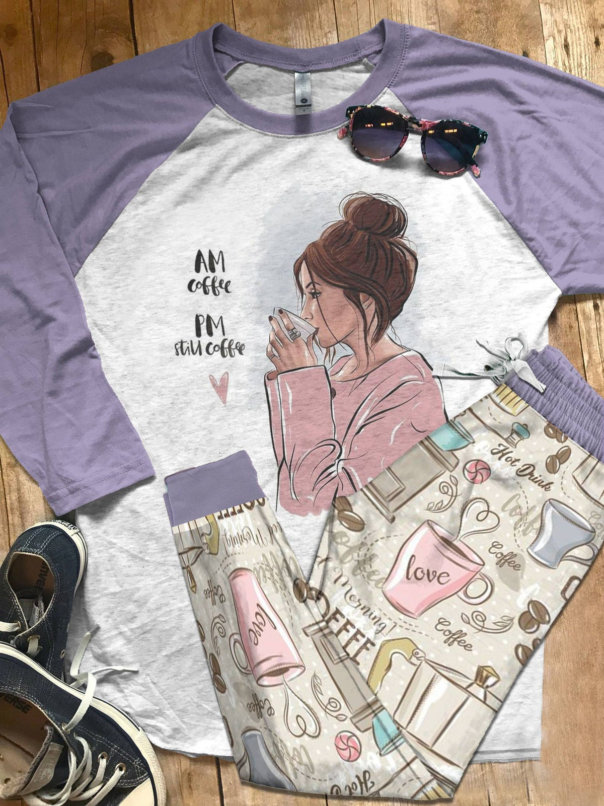 Raglan Sample Colors Pajama Set |Sleepwear Pjs Sets | Raglan Shirt Pants Set