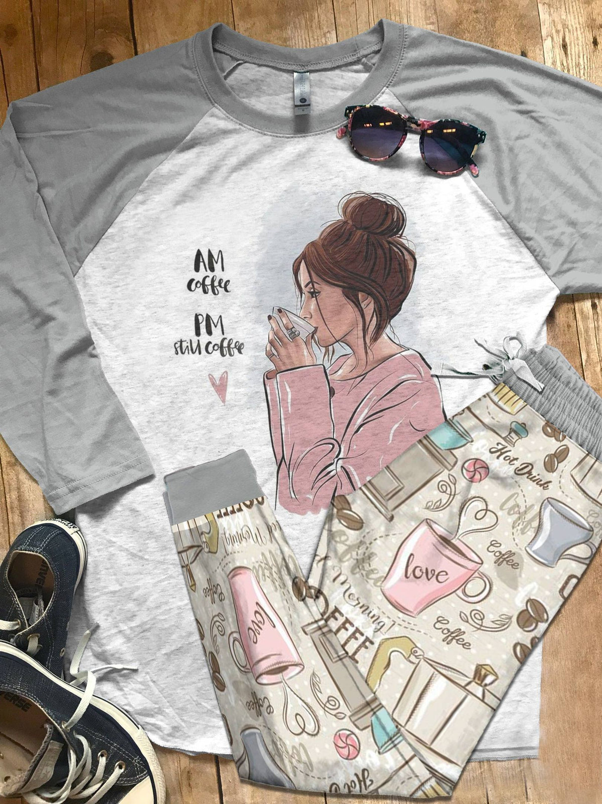 Raglan Sample Colors Pajama Set |Sleepwear Pjs Sets | Raglan Shirt Pants Set