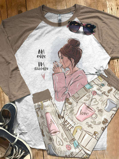 Raglan Sample Colors Pajama Set |Sleepwear Pjs Sets | Raglan Shirt Pants Set