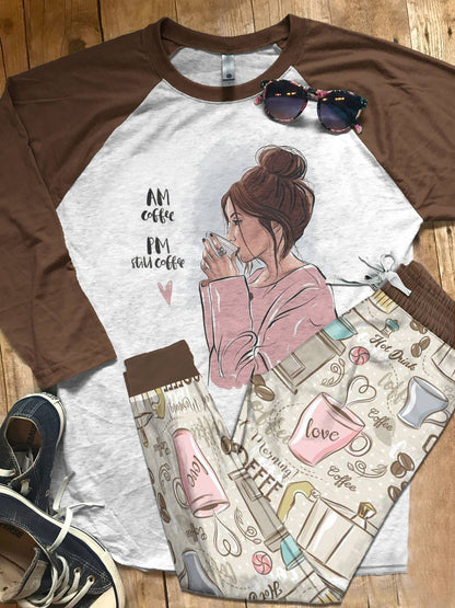 Raglan Sample Colors Pajama Set |Sleepwear Pjs Sets | Raglan Shirt Pants Set
