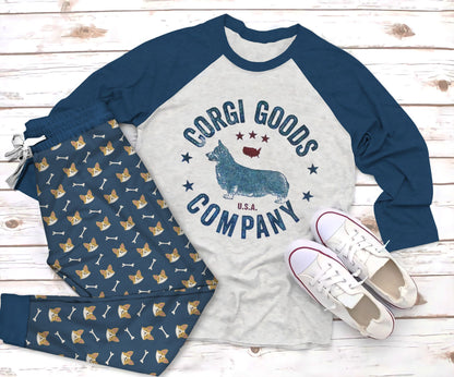 Corgi Corgi Good Company Pajama Set |Sleepwear Pjs Sets | Raglan Shirt Pants Set