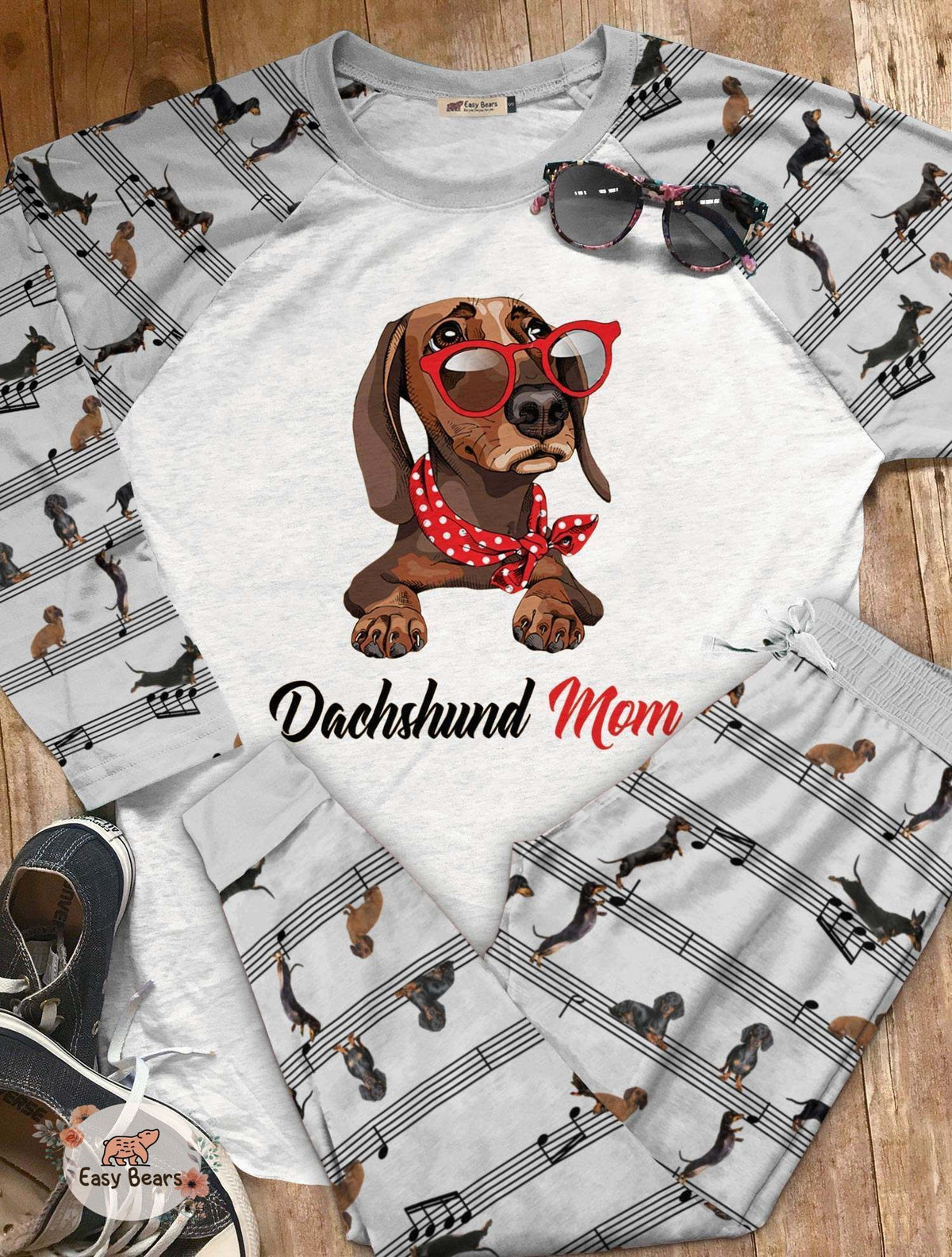 Dachshund Set Dachshund Mom Pajama Set |Sleepwear Pjs Sets | Raglan Shirt Pants Set