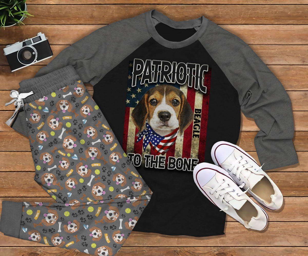 Beagle Pajama Set |Sleepwear Pjs Sets | Raglan Shirt Pants Set
