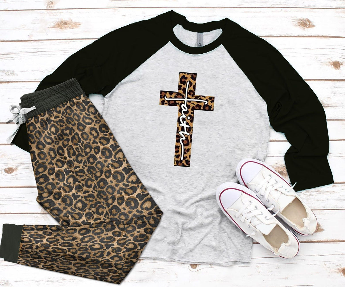 God Faith Pajama Set |Sleepwear Pjs Sets | Raglan Shirt Pants Set