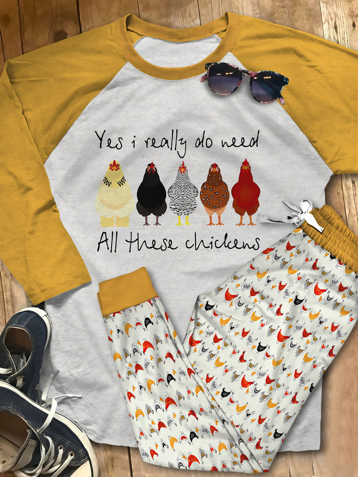 Chicken Set Need Chicken Pajama Set |Sleepwear Pjs Sets | Raglan Shirt Pants Set