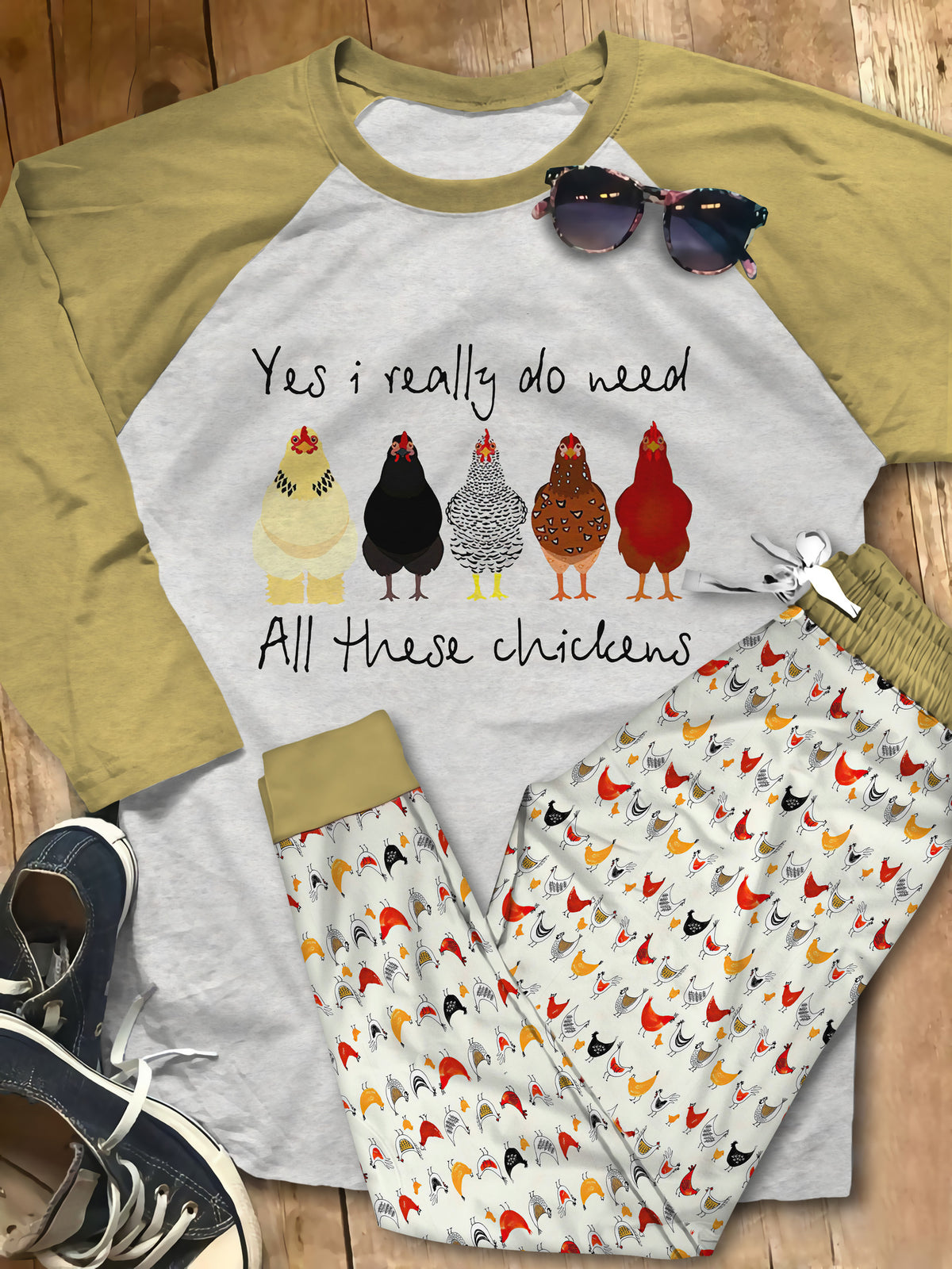 Chicken Set Need Chicken Pajama Set |Sleepwear Pjs Sets | Raglan Shirt Pants Set