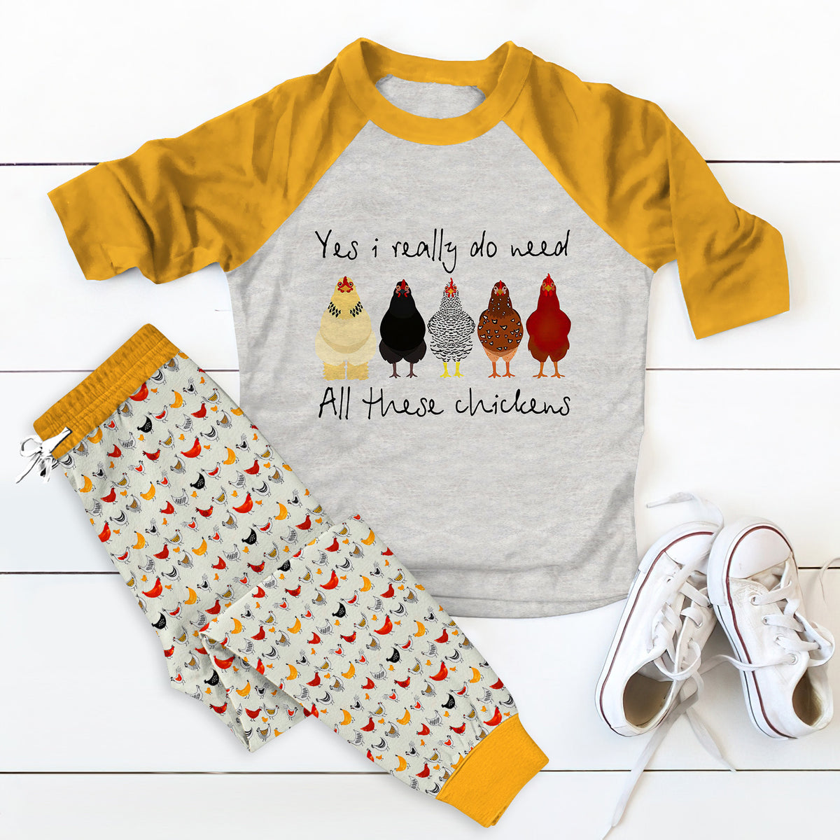Chicken Set Need Chicken Pajama Set |Sleepwear Pjs Sets | Raglan Shirt Pants Set