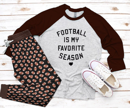 Football Set My Favorite Season Pajama Set |Sleepwear Pjs Sets | Raglan Shirt Pants Set