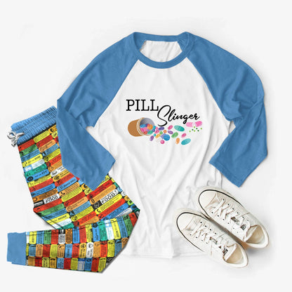 Pharmacy Set Pill Slinger Pajama Set |Sleepwear Pjs Sets | Raglan Shirt Pants Set