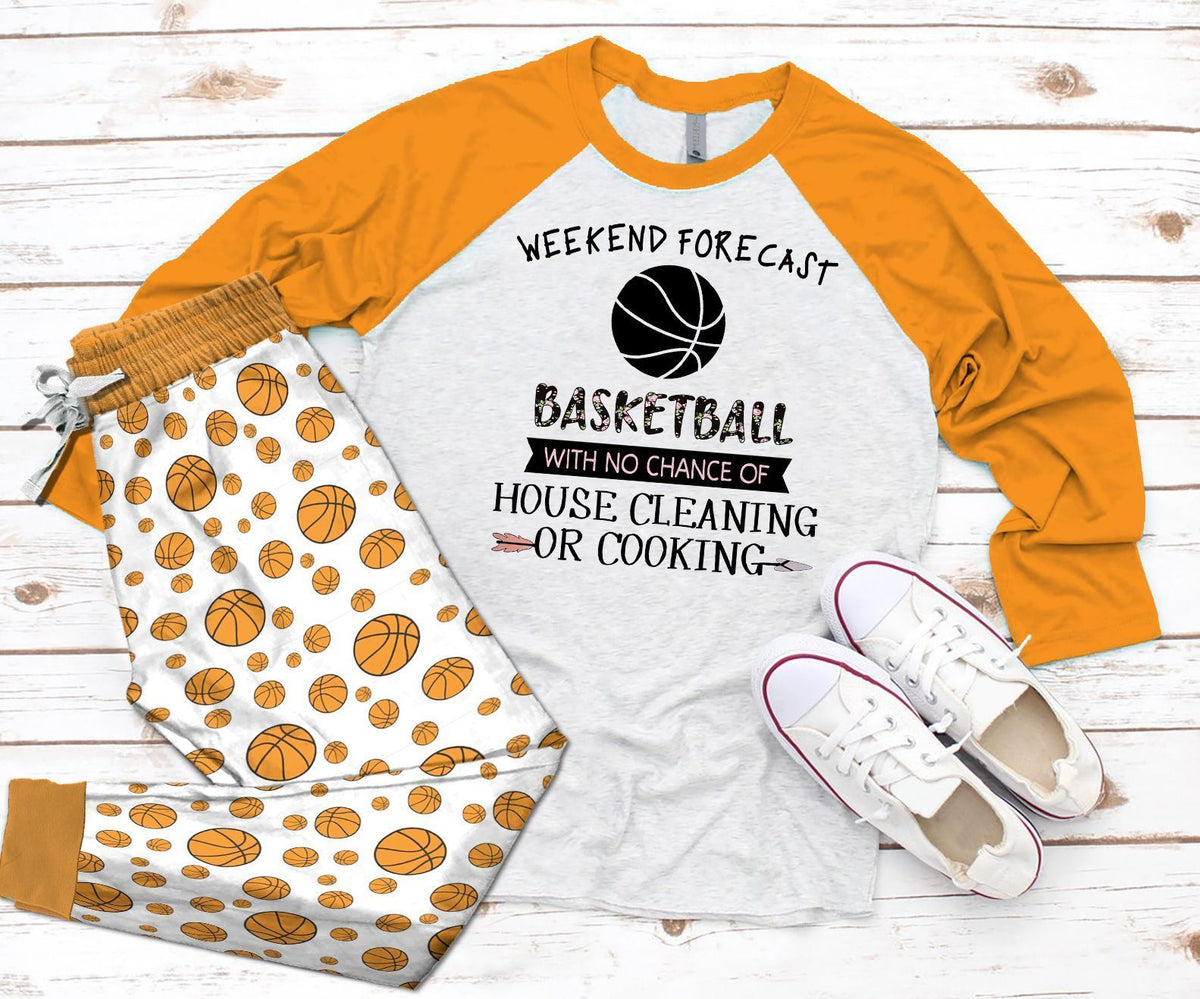 Basketball Weekend Forecast Pajama Set |Sleepwear Pjs Sets | Raglan Shirt Pants Set