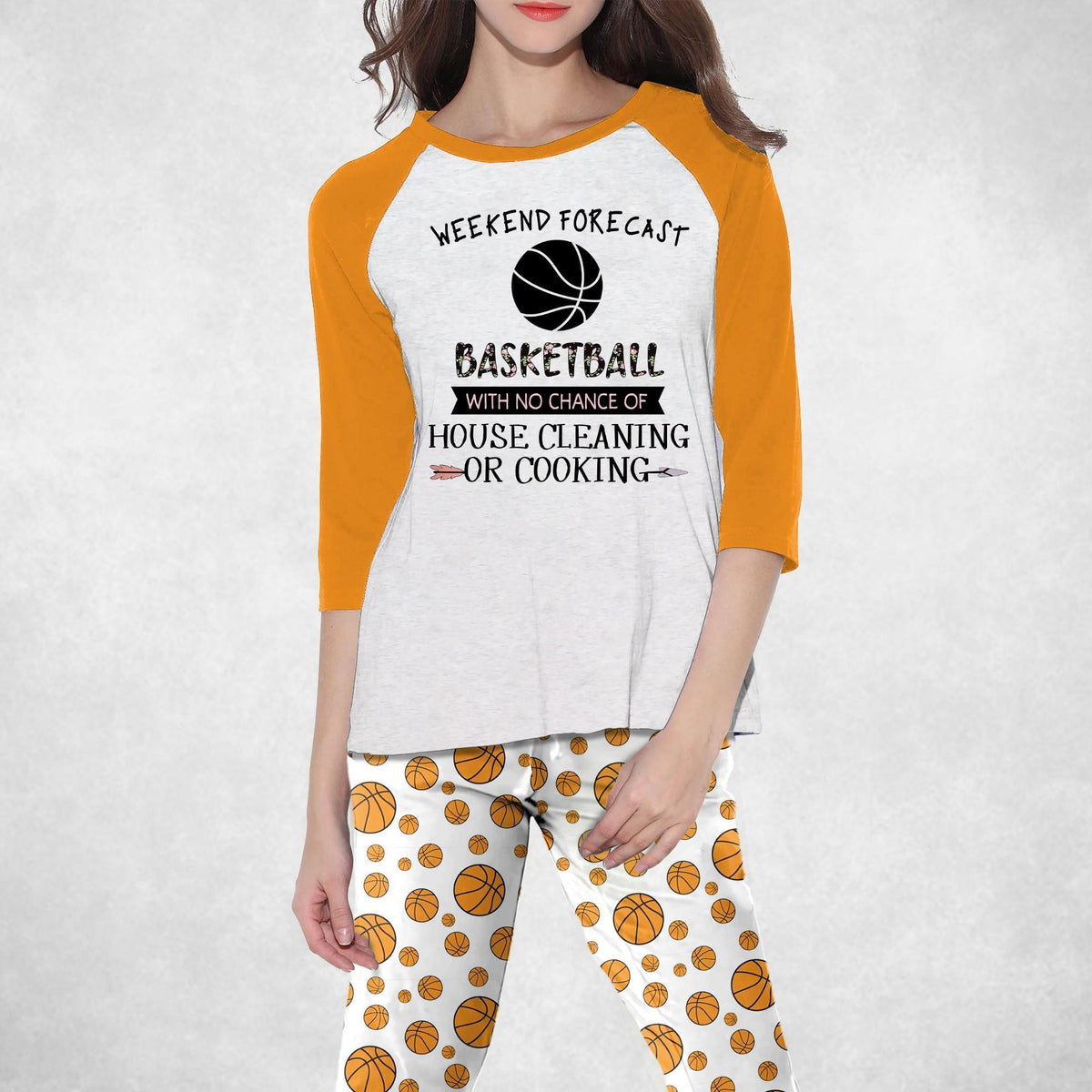 Basketball Weekend Forecast Pajama Set |Sleepwear Pjs Sets | Raglan Shirt Pants Set