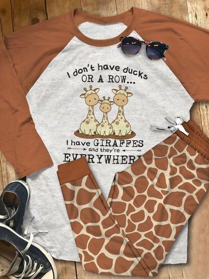 Giraffe Twinkle Pajama Set |Sleepwear Pjs Sets | Raglan Shirt Pants Set