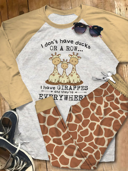 Giraffe Twinkle Pajama Set |Sleepwear Pjs Sets | Raglan Shirt Pants Set